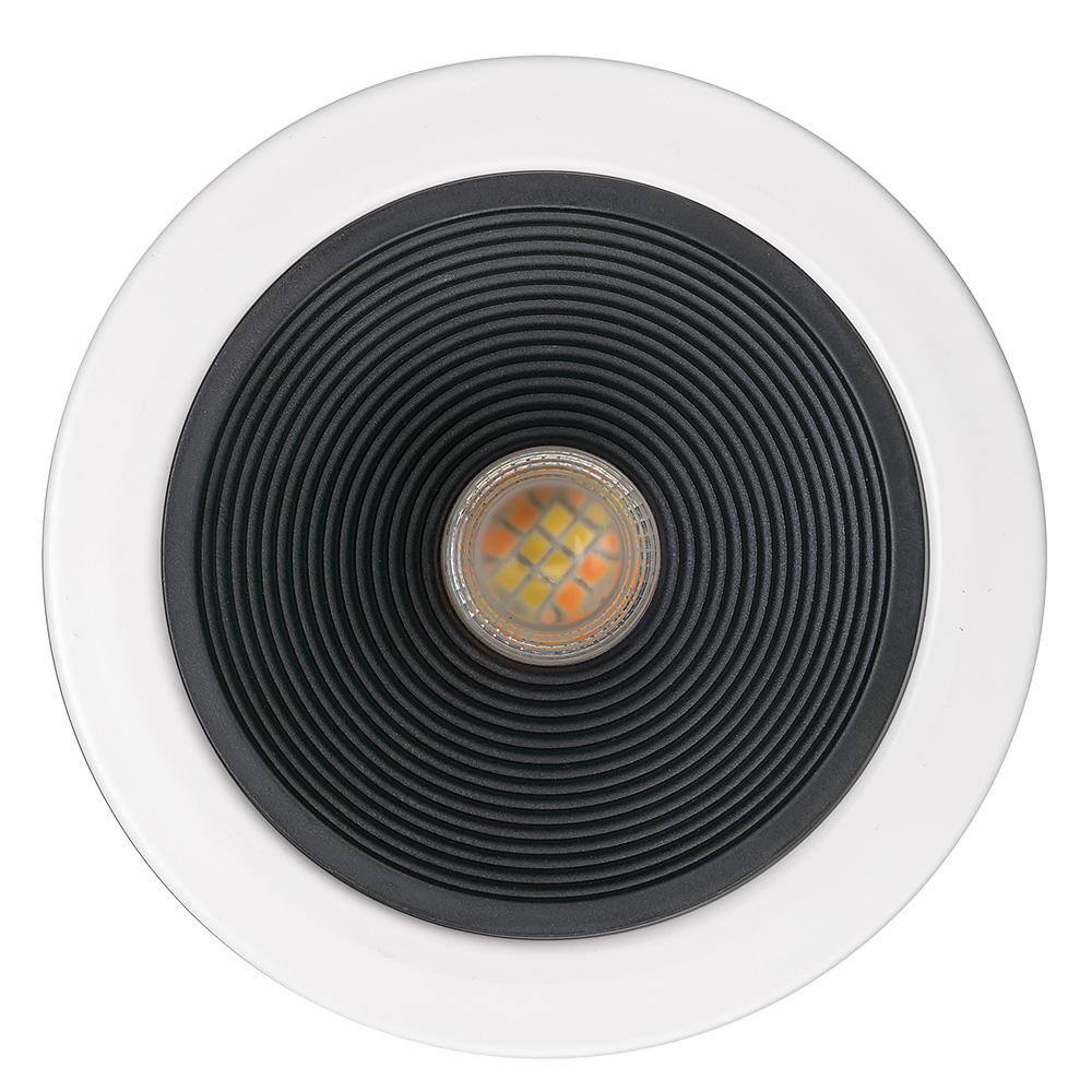 4-Inch White and Black Aluminum LED Recessed Light with Baffle Trim