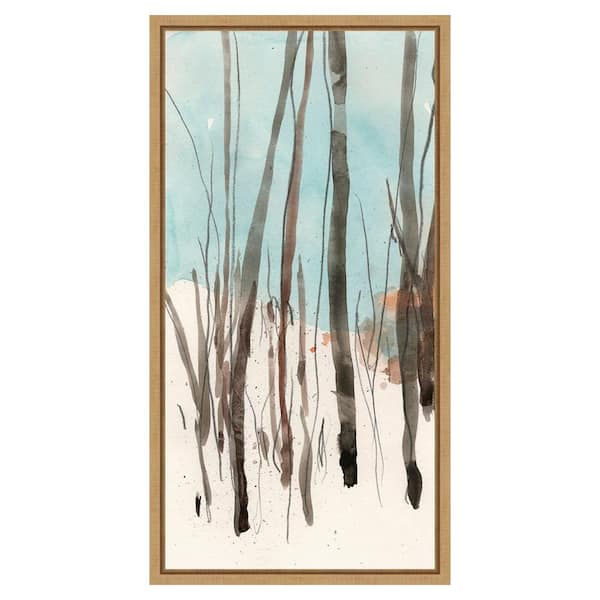 Amanti Art Snow Settled Movement II by Samuel Dixon 14 in. W x 27 in. H. Canvas Wall Art Print Framed in Brown