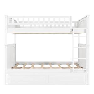 Qualler White Full Over Full Bunk Bed with Twin Size Trundle BLE000150K ...