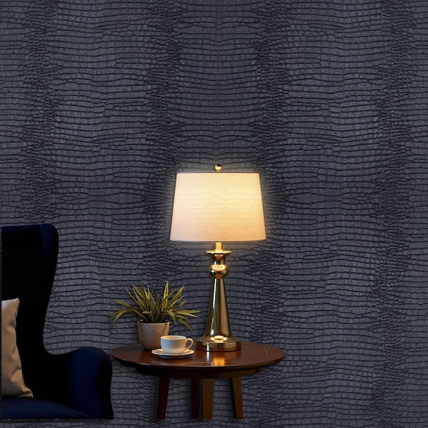 Peel and Stick Wallpaper, 15.7 x 393.7 in. Black Cracked Texture Waterproof Self Adhesive Vinyl Roll, Easy to Clean