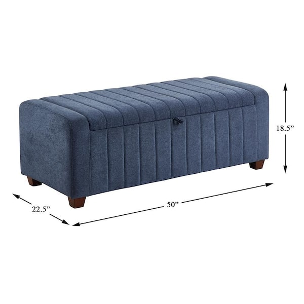 Lazzara Kelsey Blue Boucle Fabric Solid Wood Brown Finish