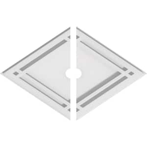 14 in. x 9.37 in. x 1 in. Diamond Architectural Grade PVC Contemporary Ceiling Medallion (2-Piece)