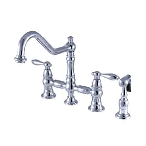 Restoration 2-Handle Bridge Kitchen Faucet with Side Sprayer in Chrome