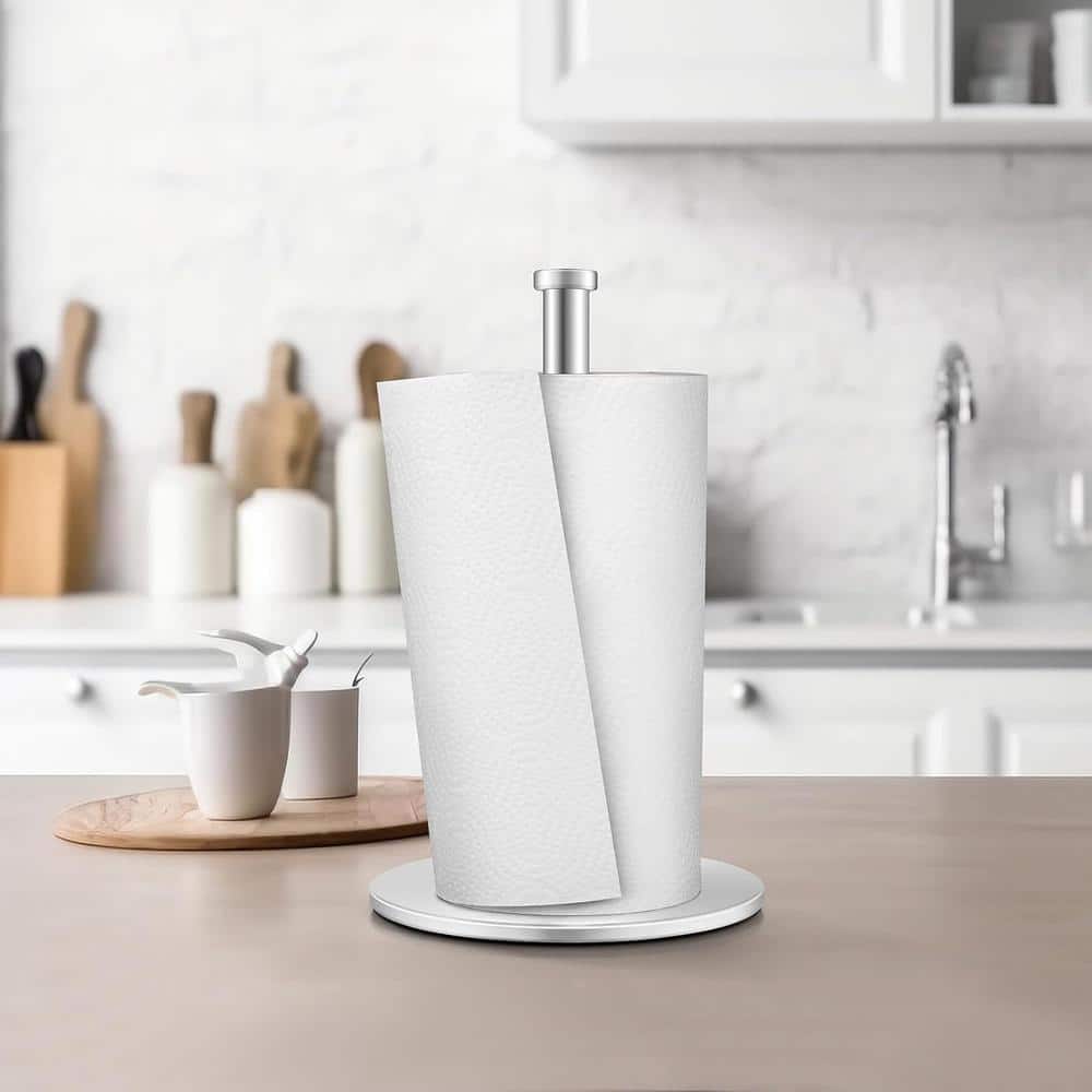 Stainless Steel Paper Towel Holder Countertop with Solid Weighted Base
