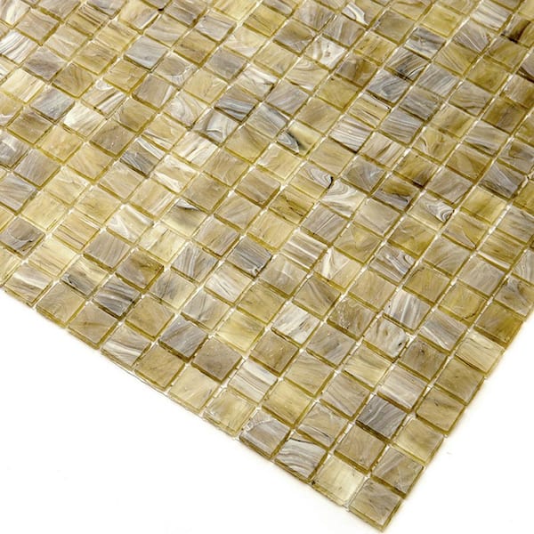 Skosh Glossy Golden Brown 11.6 in. x 11.6 in. Glass Mosaic Wall and Floor Tile (18.69 sq. ft./case) (20-pack)