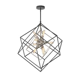 Imperium 9-Light Brushed Nickel Modern Sputnik Geometric Cage Chandelier Light Fixture for Dining Room or Kitchen