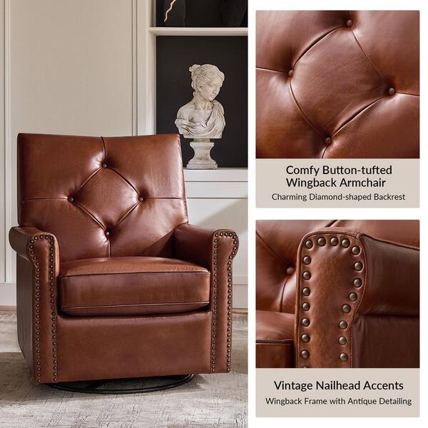 JAYDEN CREATION Germa Saddle Traditional Swivel Rocker Arm Chair
