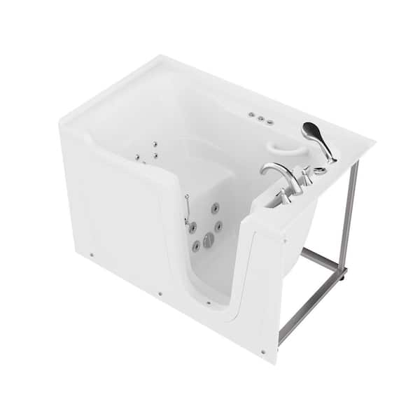 Universal Tubs HD Series 60 in. Right Drain Quick Fill Walk-In Whirlpool Bath Tub with Powered Fast Drain in White