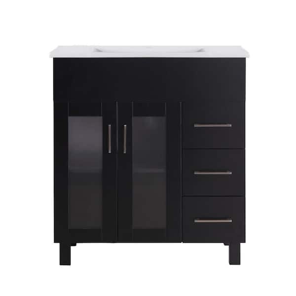 Nova 32 In. W x 18.5 in. D x 34.5 in. H Bathroom Vanity in Espresso with Ceramic Top