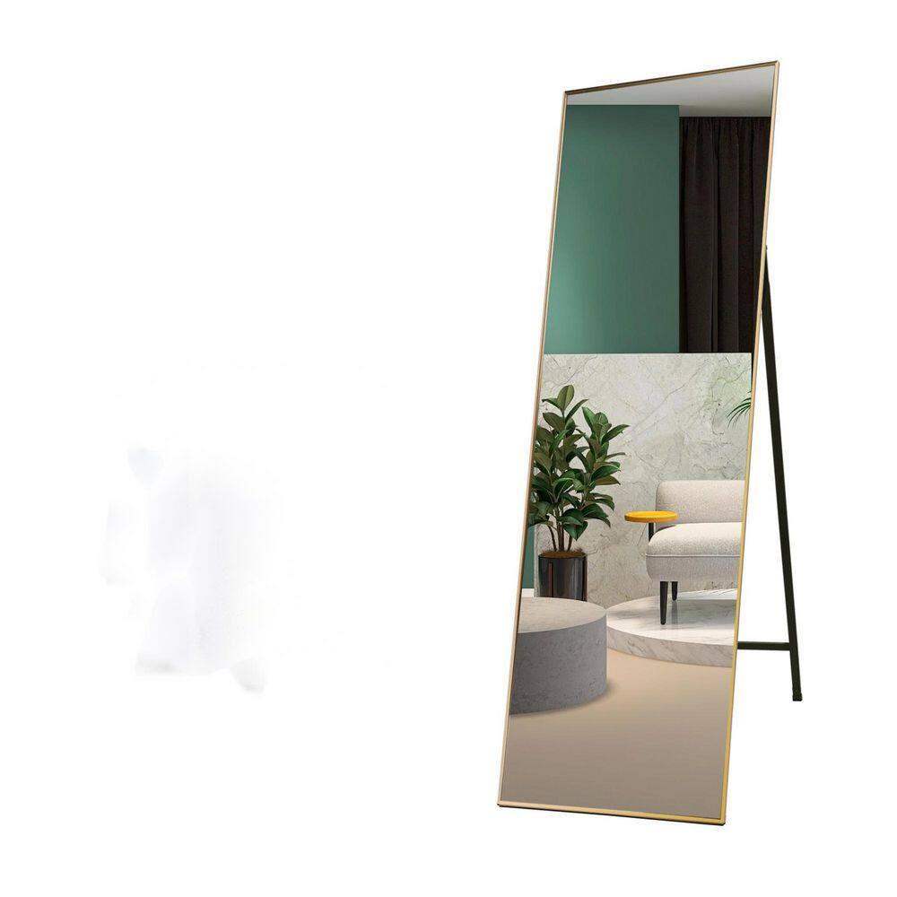 65 in. W x 22 in. H Full-Length Rectangle Aluminum Frame Golden Mirror Wall