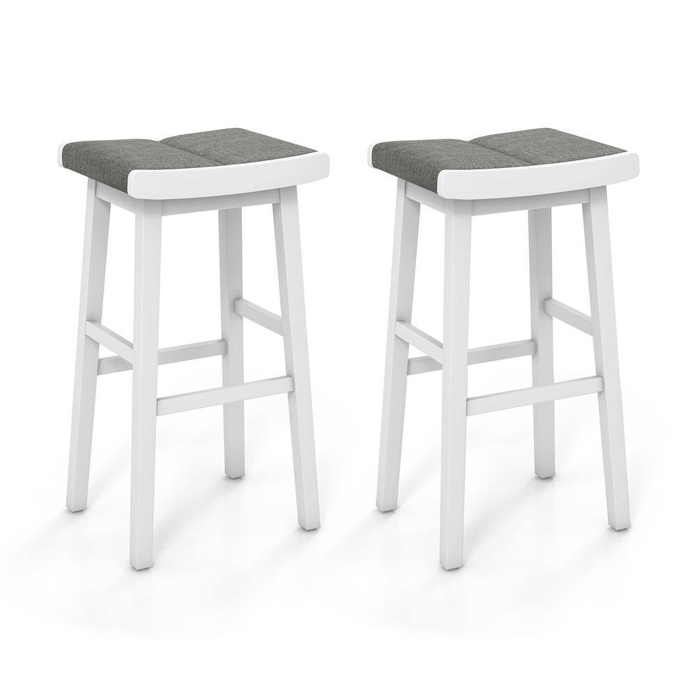 ANGELES HOME 2Piece Gray White Backless Wood Saddle Bar Stool with