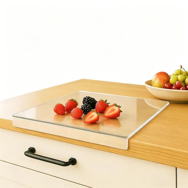 16.1 in. x 12.5 in. Acrylic Cutting Board w/ Counter Lip and Non-Slip for Countertop, Kitchen and Gifts, Clear (1-Pack)
