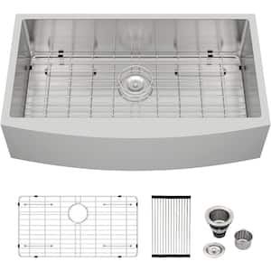 16-Gauge Stainless Steel 33 in. Single Bowl Farmhouse Apron Drop-In Kitchen Sink with Bottom Grid