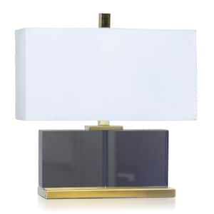 Dann Foley 18.75 in. Gold Task and Reading Table Lamp for Living Room with White Linen Shade