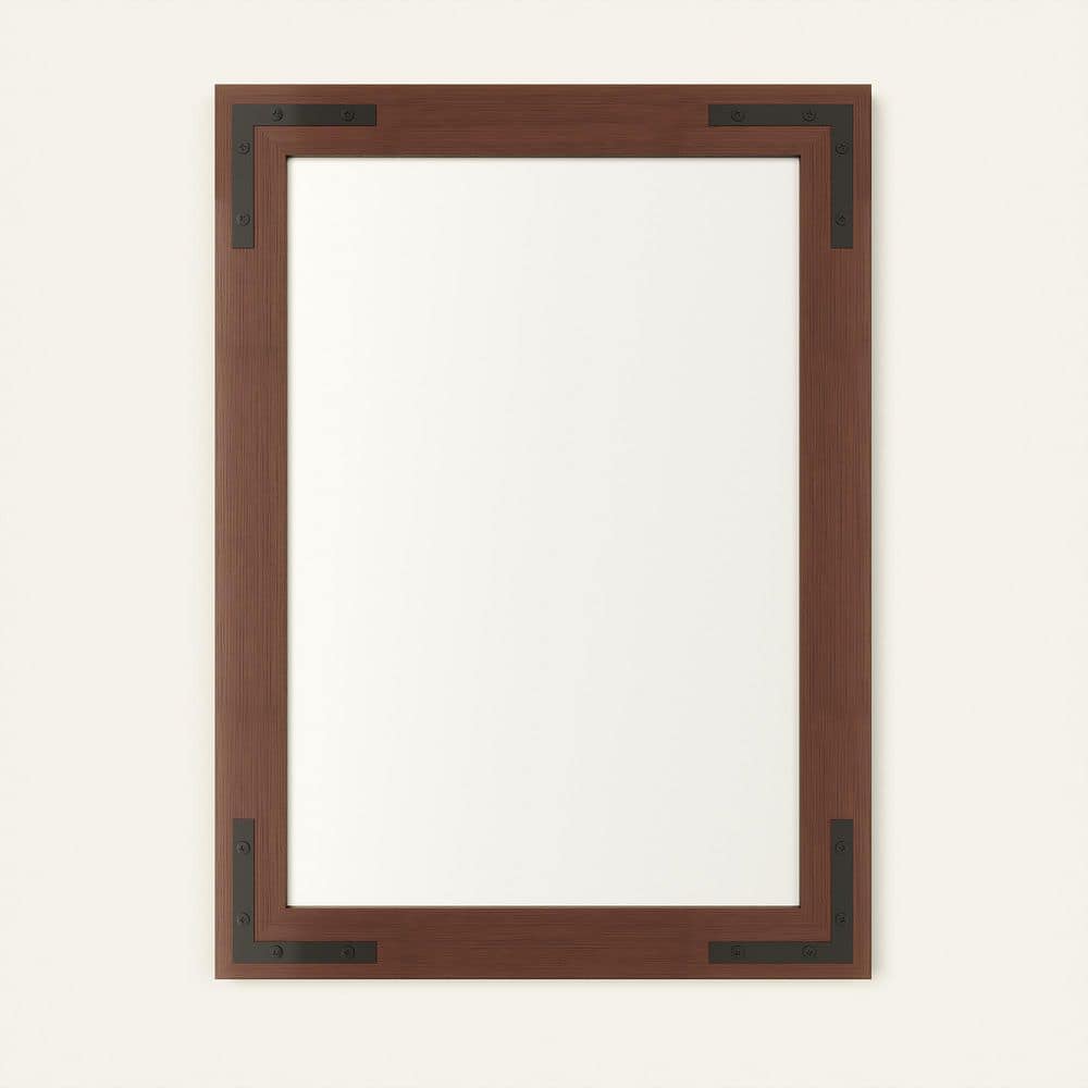 55 in. W x 36 in. H Farmhouse Mirror Solid Wood Frame Bathroom Mirror for Wall Mirror Decorative for Home in Brown price history on PriceWatchPro