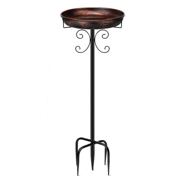 35 in. Metal Freestanding Bird Bath with 5-Pronged Base for Outdoor Garden Patio Yard Lawn Decor, Antique Bronze