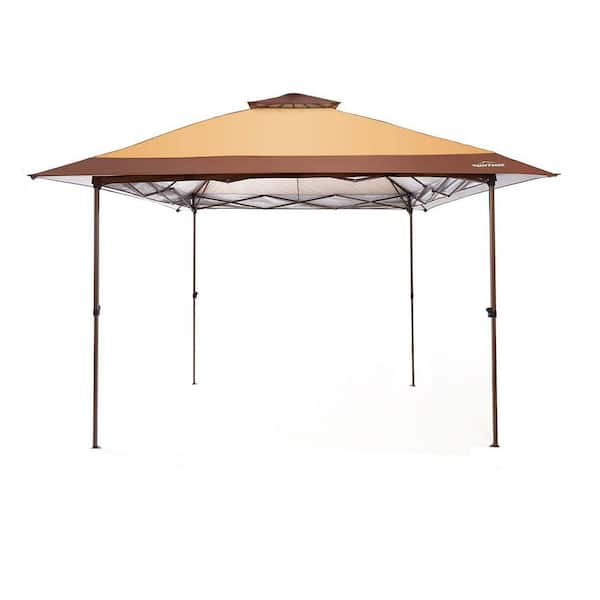 12 ft. x 12 ft. Brown Instant Pop Up Gazebo Canopy Tent with Full Netting for Family Parties and Outdoor Activities