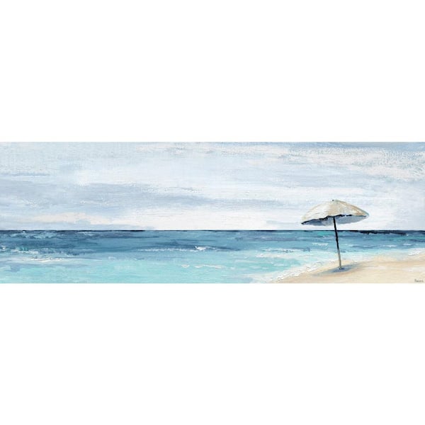 Unbranded "Umbrella in a Sandbar" by Parvez Taj Unframed Canvas Nature Art Print 10 in. x 30 in.