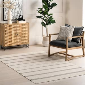 Darina Casual Striped Cotton Ivory 5 ft. x 8 ft. Area Rug