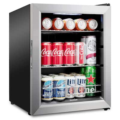 17 in. 62-Can Freestanding Beverage Cooler Refrigerator with Adjustable Shelves in Stainless Steel