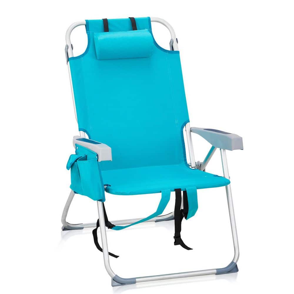 Folding Backpack Beach Chair, 24.8*27.56*38.98 in, Portable Camping Chairs with Headrest, 5-Position, Mint Green price history on PriceWatchPro