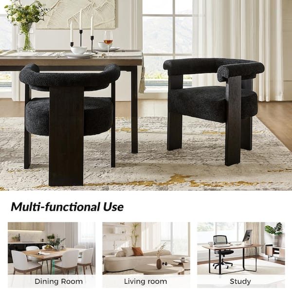 JAYDEN CREATION Emanuele Modern Black Boucle Dining Chair