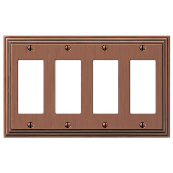 AMERELLE Tiered 4 Gang Rocker Metal Wall Plate - Antique Copper