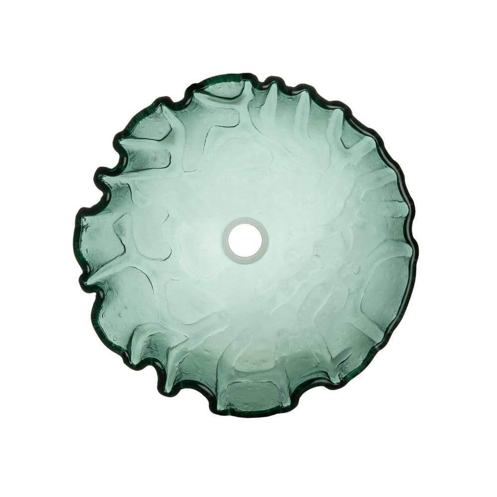 Green Textured Glass Above-Counter Round Vessel Sink