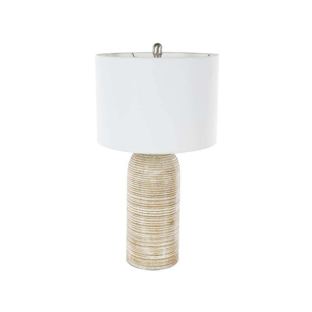 27 in. Brown Wood Task and Reading Table Lamp with White Drum Shade price history on PriceWatchPro