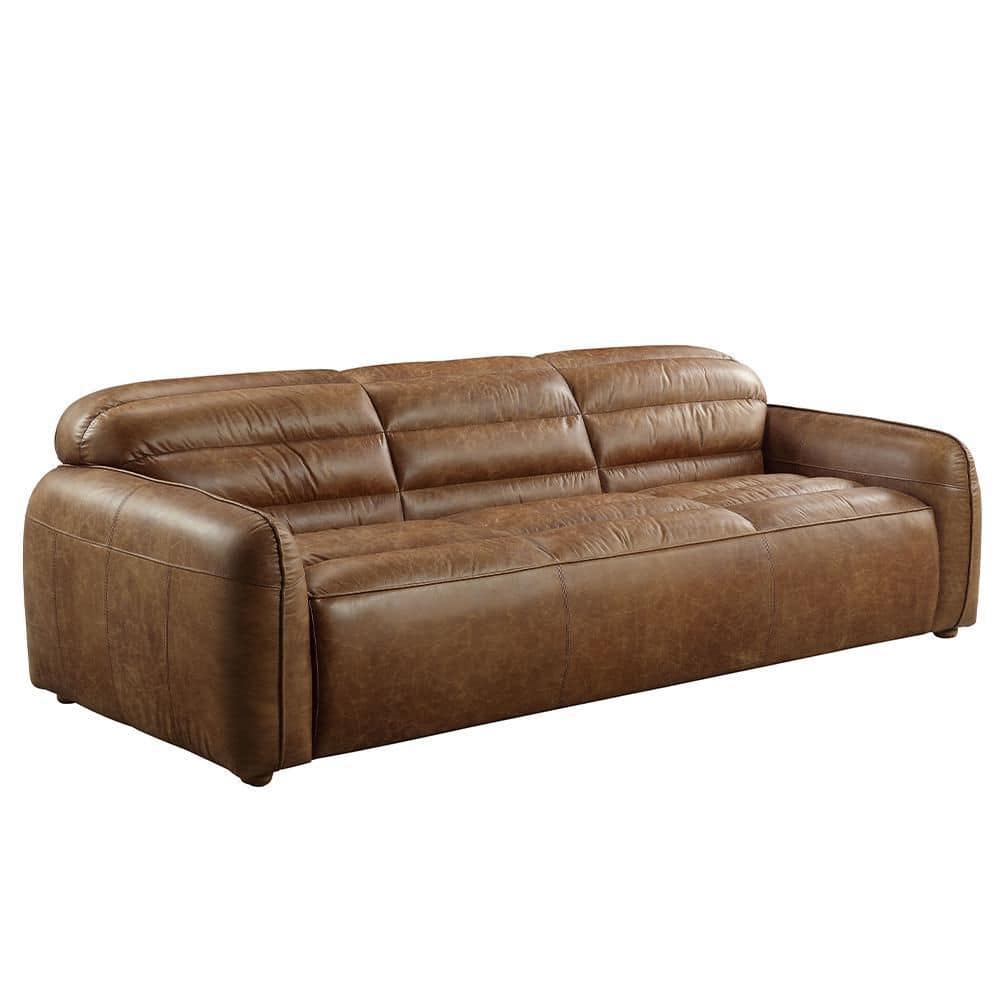 Acme Furniture Rafer 40 in. Round Arm 3-Seater Sofa in Cocoa LV01020 - The  Home Depot