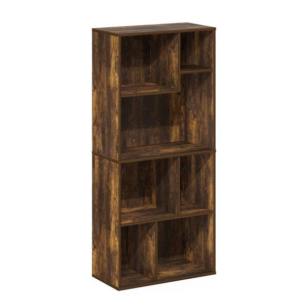 Furinno Daly 42.13 in. Tall Amber Pine Wood 7Shelf Irregular Cubes
