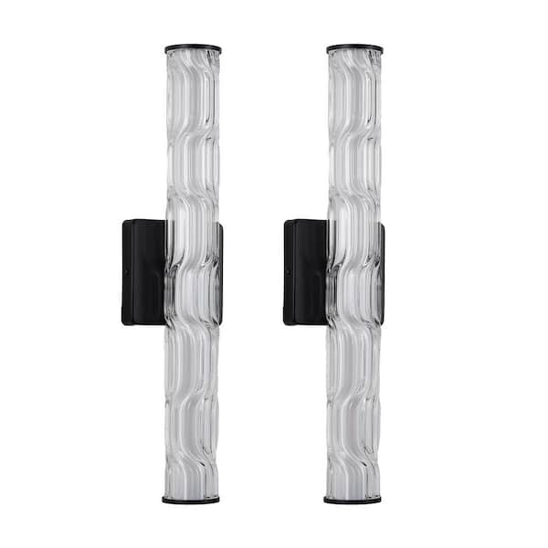 Jushua (2-Pack) 20 in. 1-Light Matte Black Bathroom Bedroom Vanity
