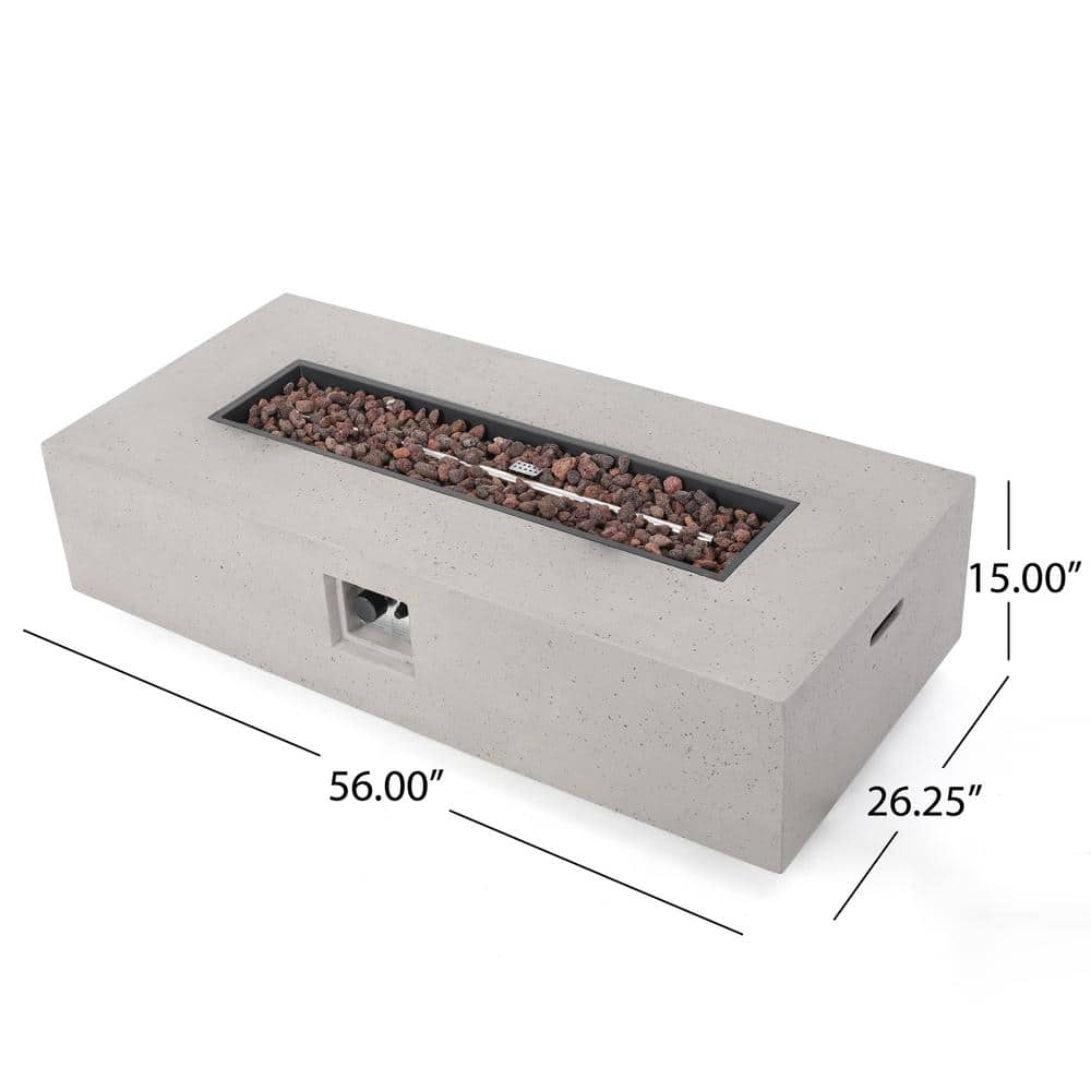 Mayfair Light Gray Concrete Rectangular Gas Fire Pit