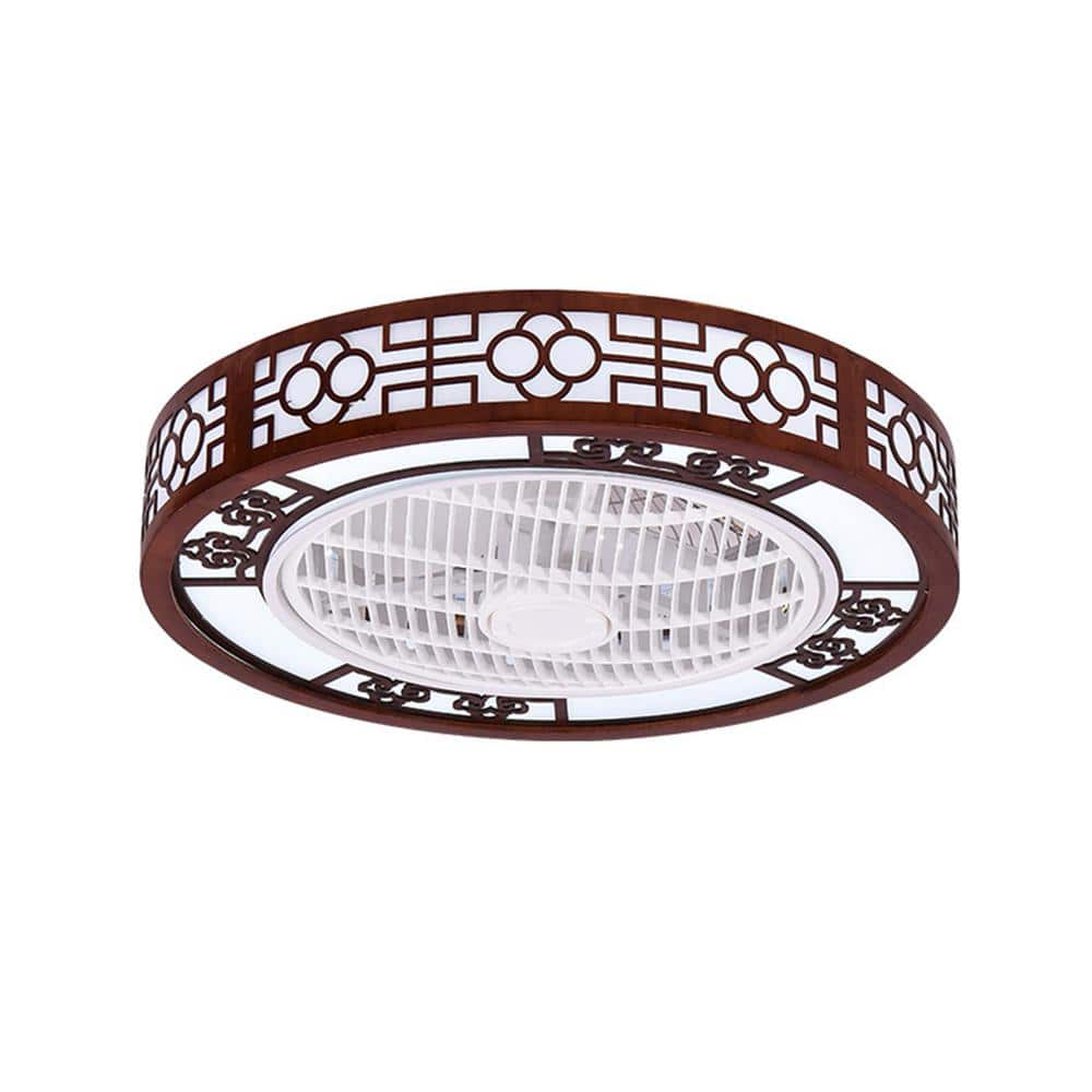22.44 in. LED Indoor Modern Brown Round 3-Speed Flush Mount Ceiling Fan with Remote price history on PriceWatchPro