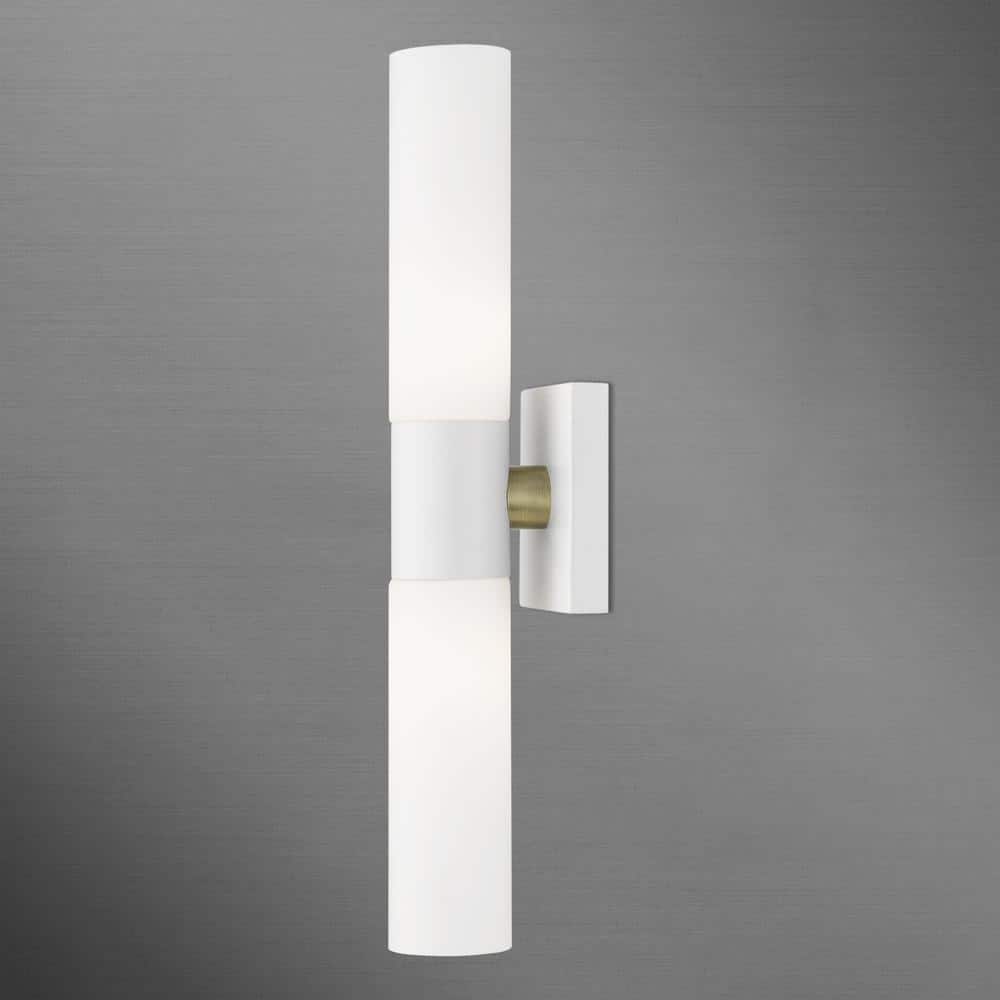 Textured White 2-Light Chrome Vanity Sconce
