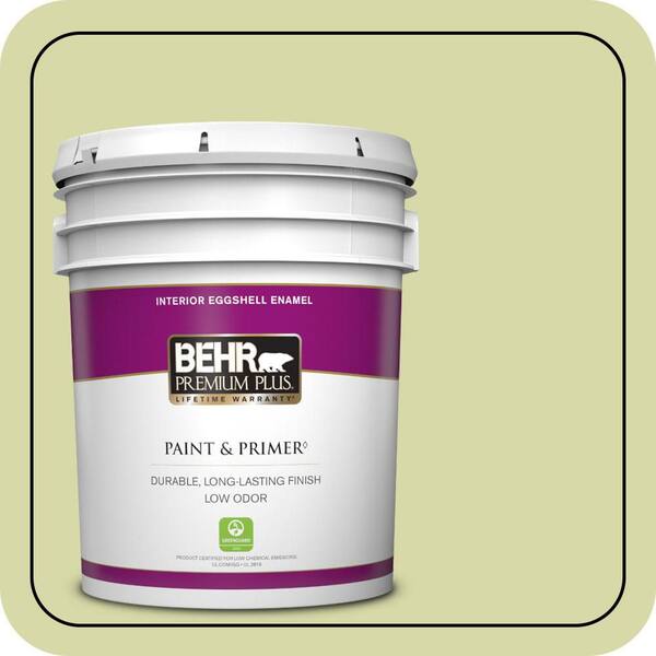 BEHR PREMIUM PLUS 5 gal. #410C-3 Celery Sprig Eggshell Enamel Low Odor Interior Paint & Primer