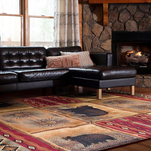 Nature Lodge Red 9 ft. x 12 ft. Indoor Area Rug