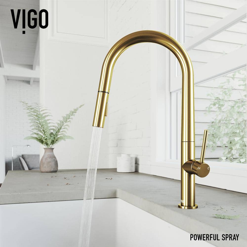 Matte Gold Single Handle Pull-Down Kitchen Faucet with Spray