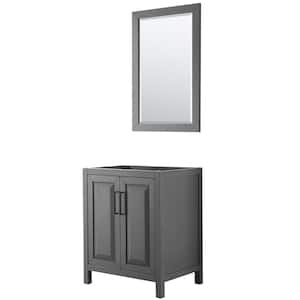 Daria 29 in. W x 21.5 in. D x 35 in. H Single Bath Vanity Cabinet without Top in Dark Gray with 24 in. Mirror