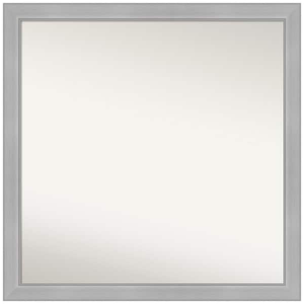 Amanti Art Vista Brushed Nickel Narrow 28.5 in. W x 28.5 in. H Non-Beveled Bathroom Wall Mirror in Silver