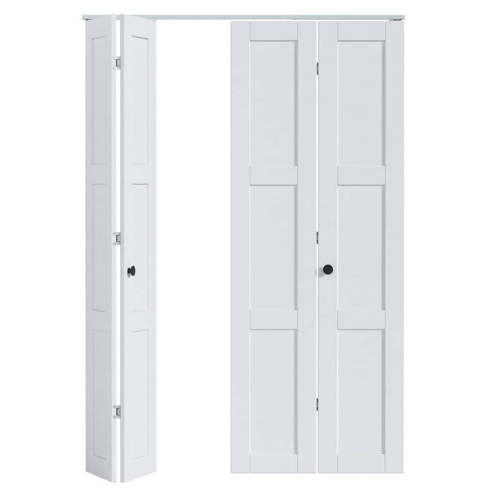 72 in. x 80 in. 3-Lite Solid Core Panel White Finished MDF Wood Bi-fold Door with Hardware price history on PriceWatchPro