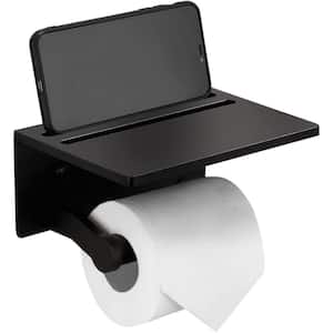 Smarthome Toilet Paper Holder with Shelf, Black Anti-Rust Aluminum Tissue Roll Holder for Bathroom,