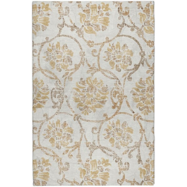 Dream Shag Premium Machine Washable Abstract ADS762 Ivory 8 ft. x 10 ft. Area Rug