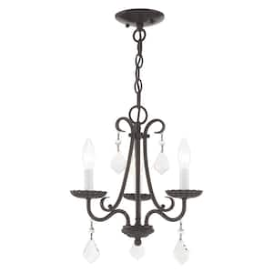 Shirlington 3-Light English Bronze Mini Chandelier with Clear Crystals