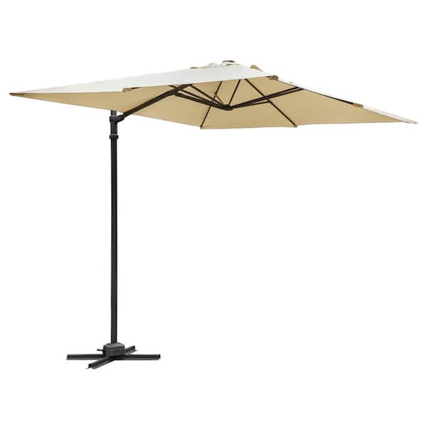 TIRAMISUBEST 8 ft. Iron Cantilever Patio Umbrella with 360-Degree Rotation in Beige