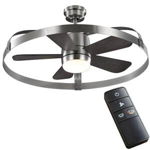 Harrington 36 in. White Color Changing Integrated LED Brushed Nickel Ceiling Fan with Light Kit and Remote Control