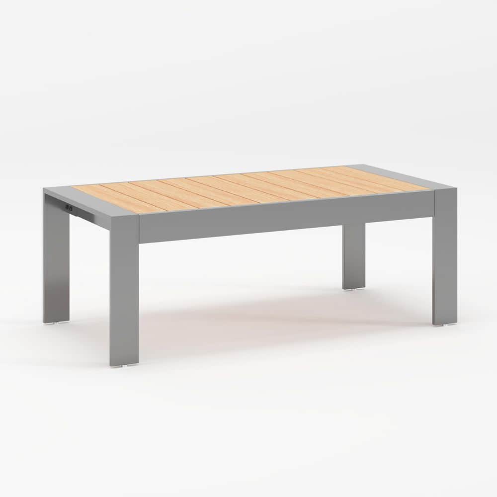 Gray Aluminum Rectangular Outdoor Coffee Table