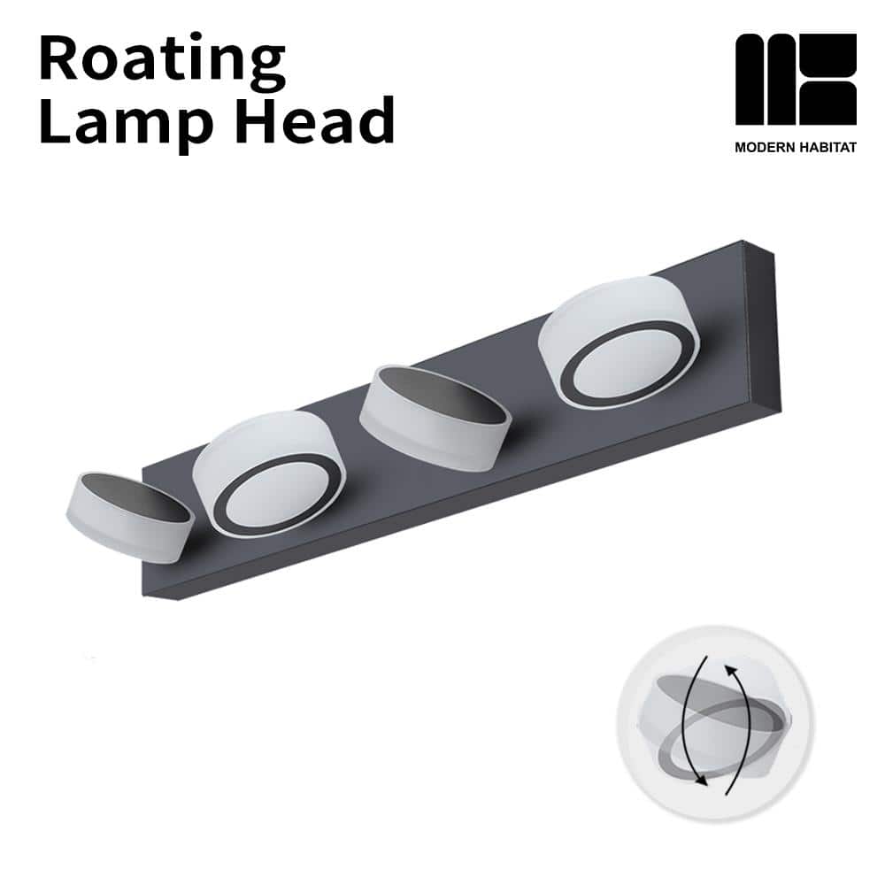Black Metal 4-Light Dimmable LED Vanity Fixture