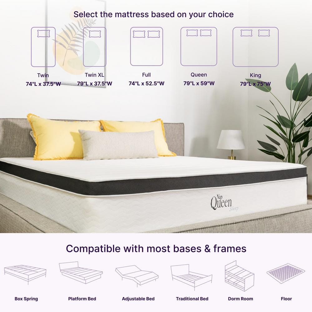 NapQueen 8" Twin Hybrid Mattress with Gel Memory Foam