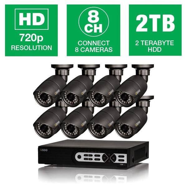 Q-SEE HeritageHD Series 8-Channel 720p 2TB Surveillance System with 8 HD Cameras and 80 ft. Night Vision